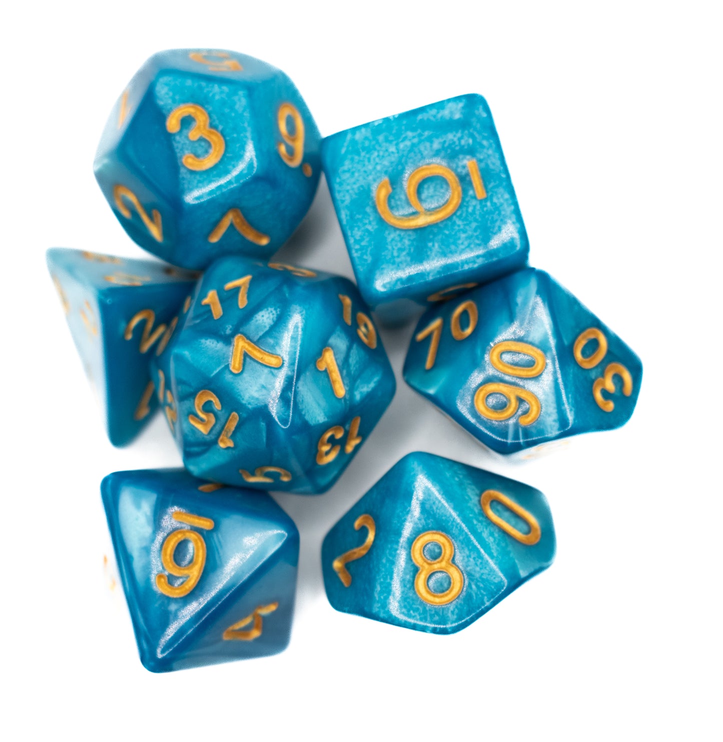 blue azure acrylic dnd dice set