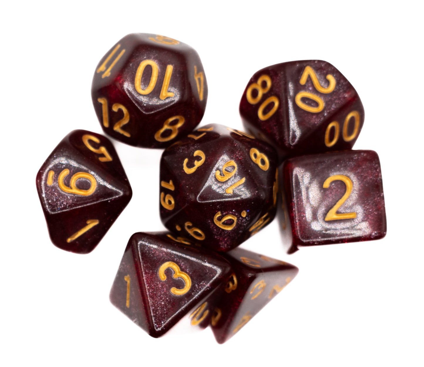burgundy acrylic dnd dice set