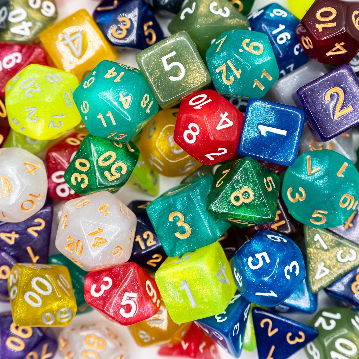 Mystery DND Dice Acrylic 4-Pack 4 Complete Random 7 Piece Acrylic Polyhedral RPG Dice Sets with 100+ Possible Styles