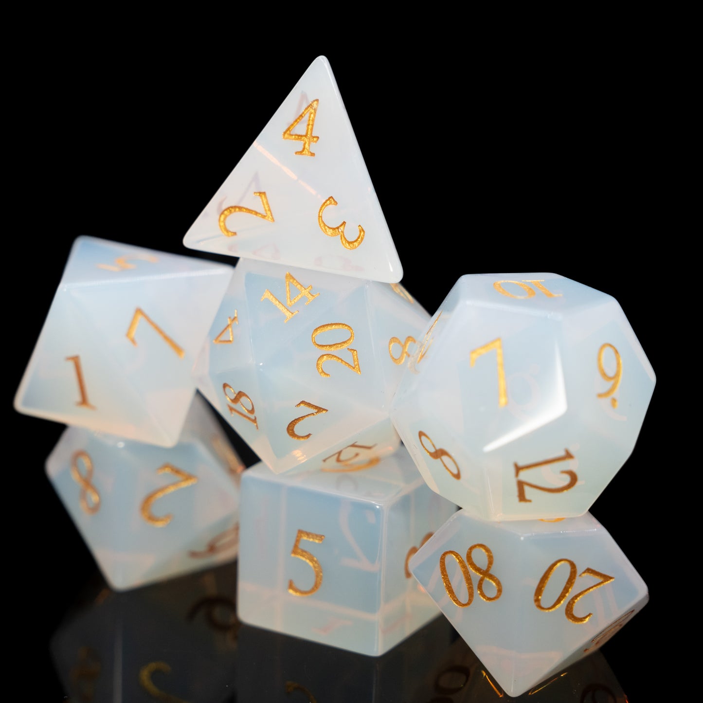 opalite gemstone dnd dice set