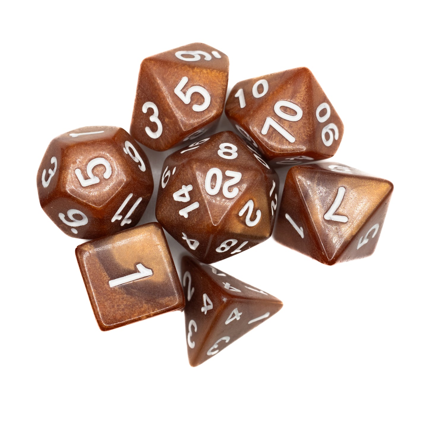 toffee swirl acrylic dnd dice set