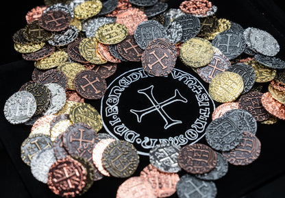 Metal Pirate Treasure Coins Set, 3cm Spanish Doubloon Replicas, Gold Silver Copper Finish, for Gaming and Cosplay