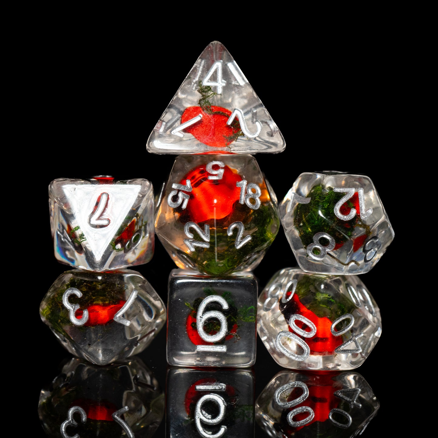 Lucky Ladybug Resin DnD Dice Set | Polyhedral RPG TTRPG Pathfinder | Funny DND Gift Ideas
