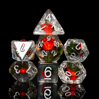 Lucky Ladybug Resin DnD Dice Set | Polyhedral RPG TTRPG Pathfinder | Funny DND Gift Ideas