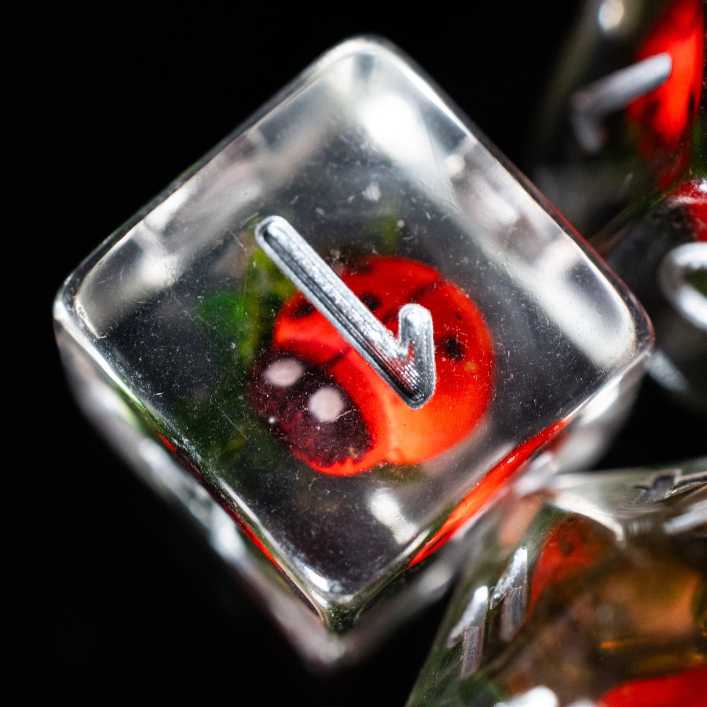 Lucky Ladybug Resin DnD Dice Set | Polyhedral RPG TTRPG Pathfinder | Funny DND Gift Ideas