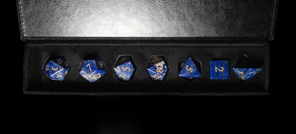 Blue Sodalite - 7 Dice DnD Gemstone Set with Case