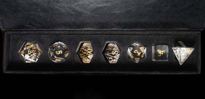 Crystal Clear Paladin - 7 Dice DnD Glass Set with Case
