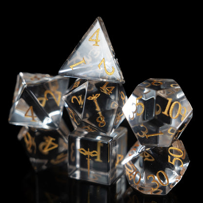 Crystal Clear Paladin - 7 Dice DnD Glass Set with Case