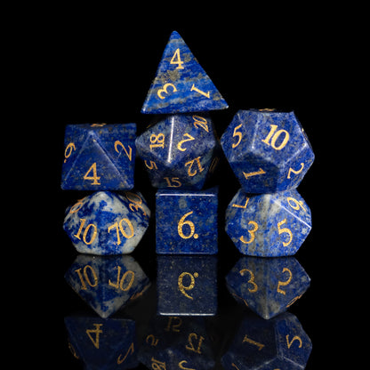 Blue Sodalite - 7 Dice DnD Gemstone Set with Case