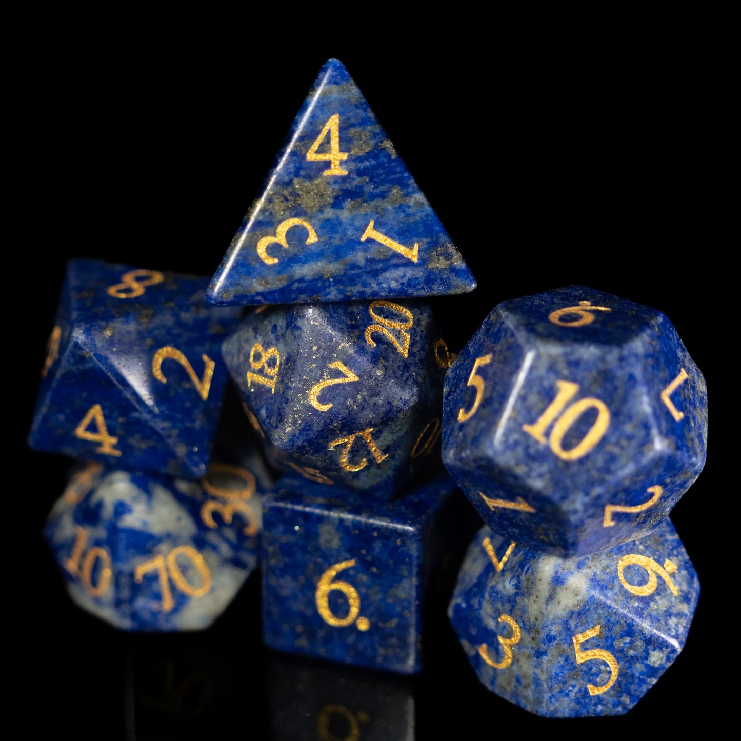 Blue Sodalite - 7 Dice DnD Gemstone Set with Case