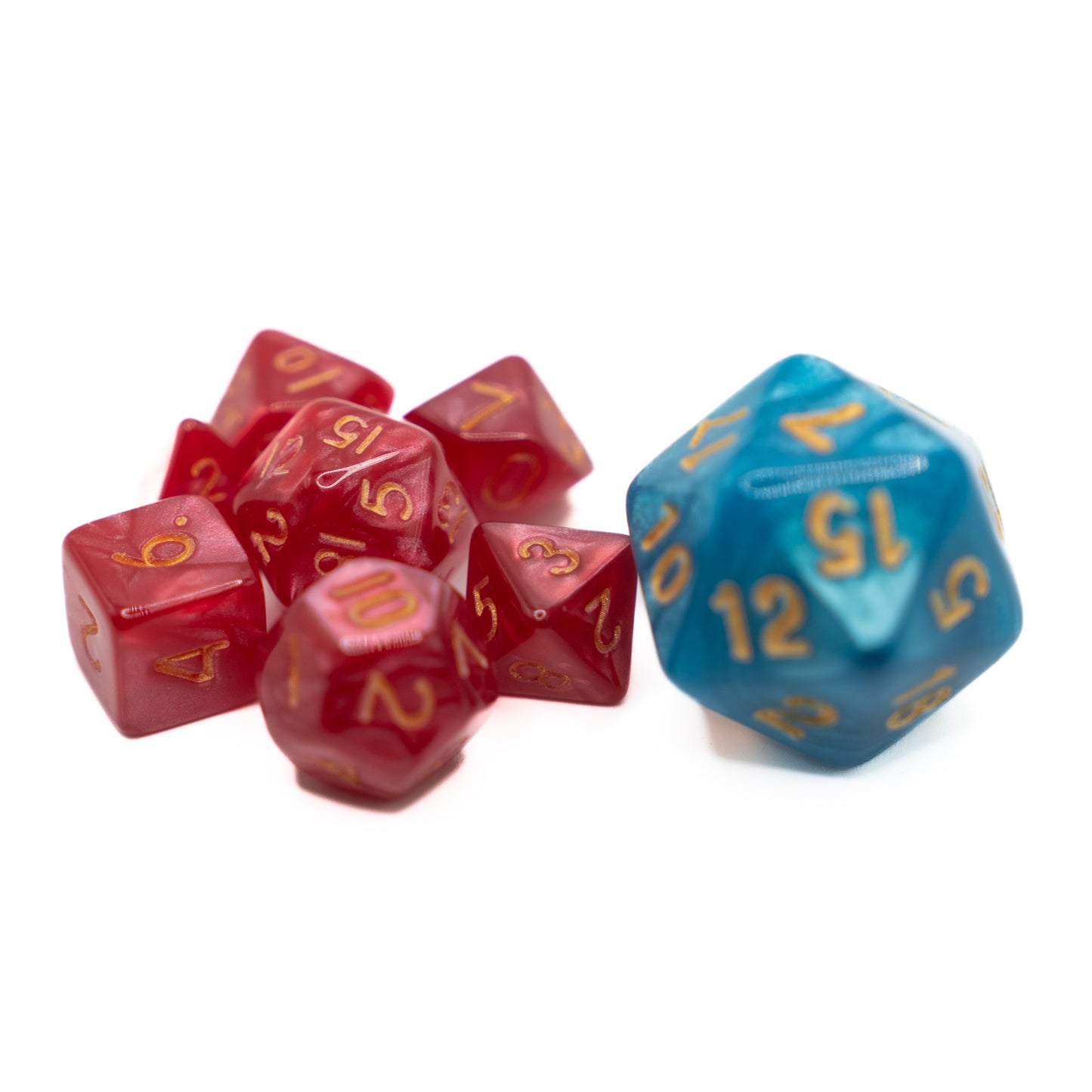 Red Swirl - Mini DnD Dice Set - FREE Lettermail Shipping