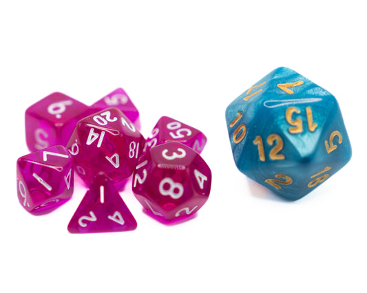 Clear Sapphire - Mini DnD Dice Set - FREE Lettermail Shipping