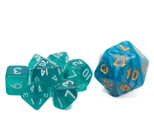 Clear Green - Mini DnD Dice Set - FREE Lettermail Shipping