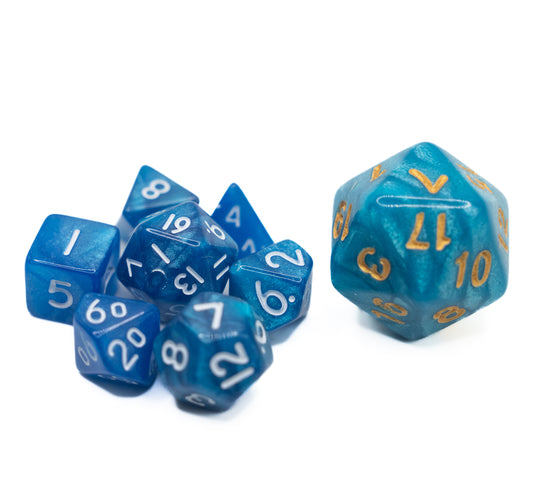 Blue Swirl - Mini DnD Dice Set - FREE Lettermail Shipping