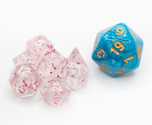 Pink Glitter - Mini DnD Dice Set - FREE Lettermail Shipping