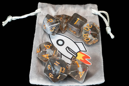 Astronaut DND Dice Set – 7 Piece Galaxy Resin Polyhedral RPG Dice with Miniature Astronauts & Rocket Ship Velvet Dice Bag | Space Themed TTRPG Dice for Pathfinder, Sci-Fi & Fantasy Gamers