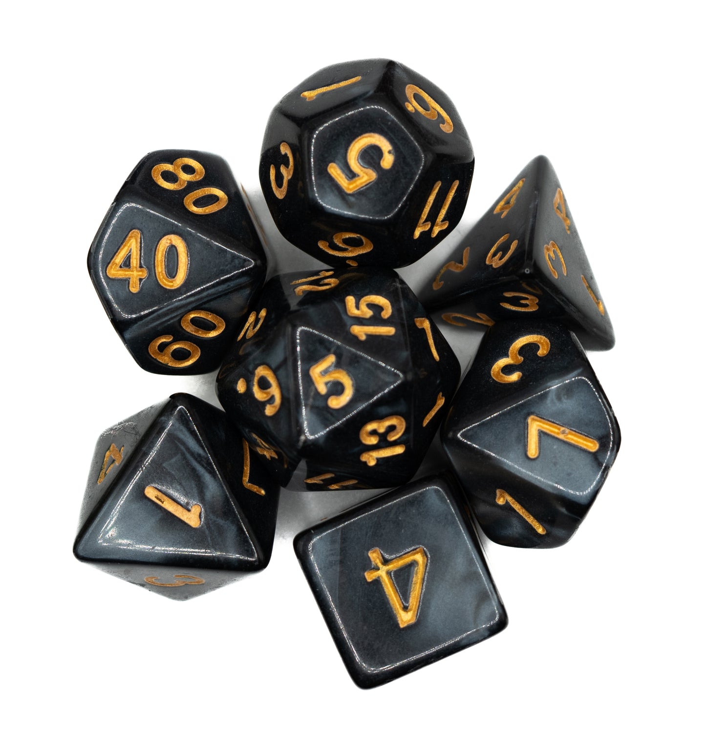black marble acrylic dnd dice set
