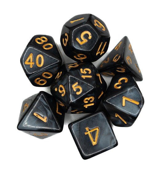 black marble acrylic dnd dice set