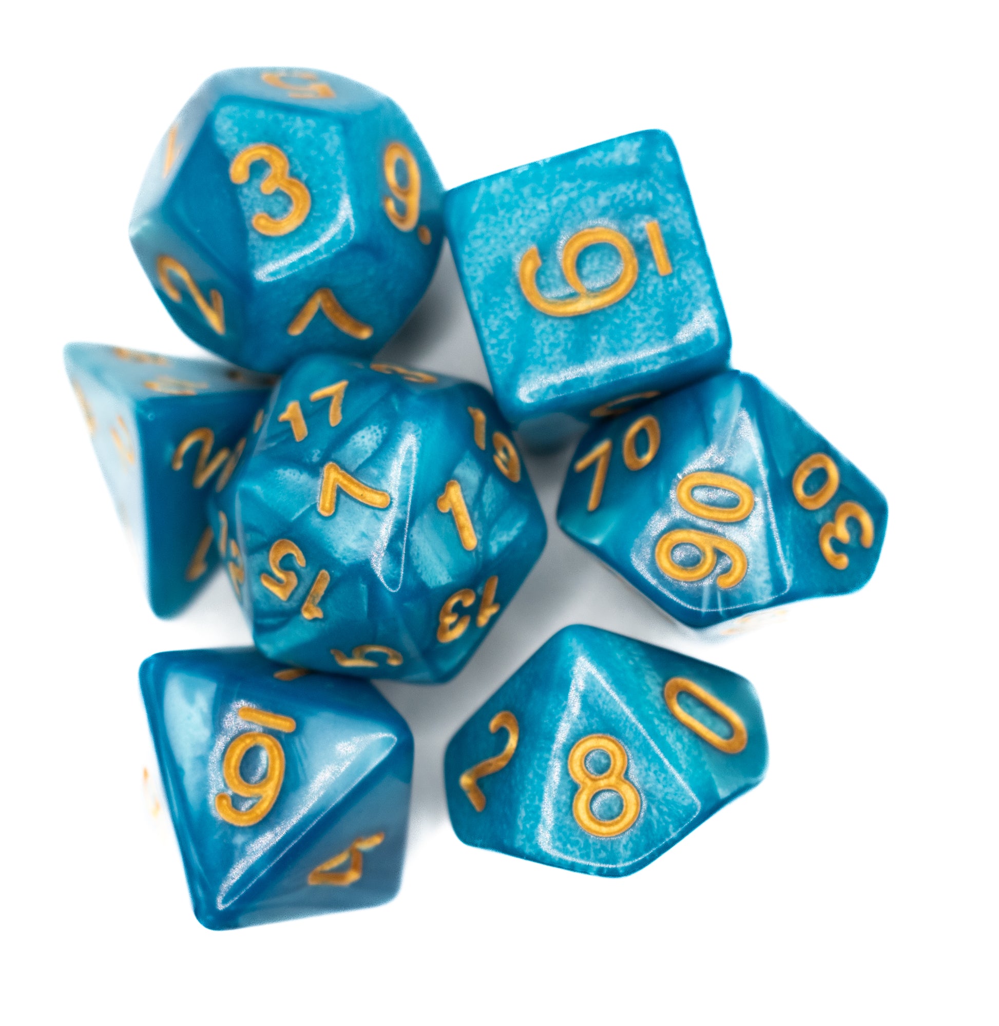 blue azure acrylic dnd dice set
