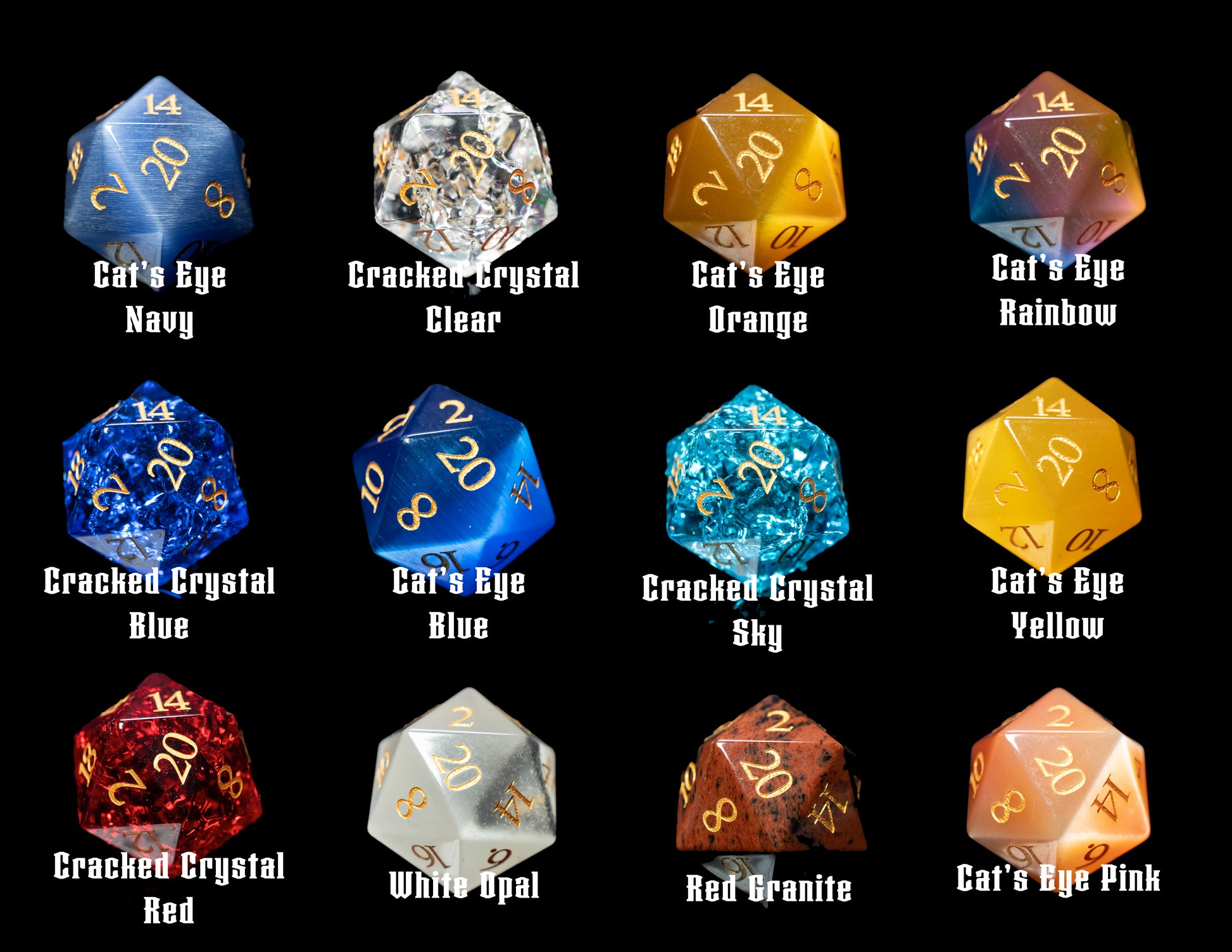 mystery glass twenty sided glass and gemstone dungeons and dragons (aka dnd or d&d) d20 game die