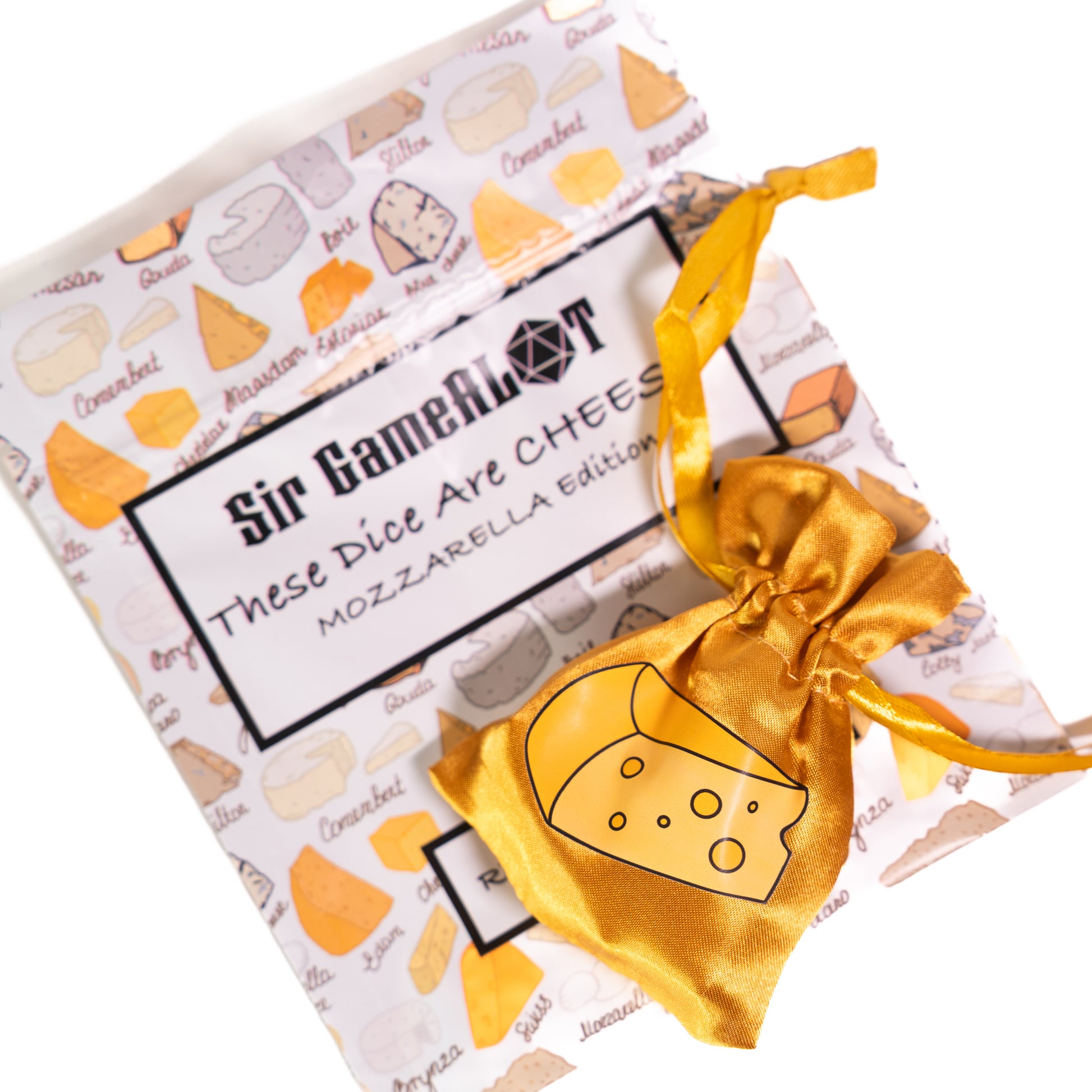 these dice are cheesy fun themed resin mozzarella dungeons and dragons (aka dnd or d&d) game dice set, including a d20, d12, d10, d8, d6, and d4