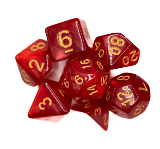 Cherry Red - Acrylic DND 7 Dice Set