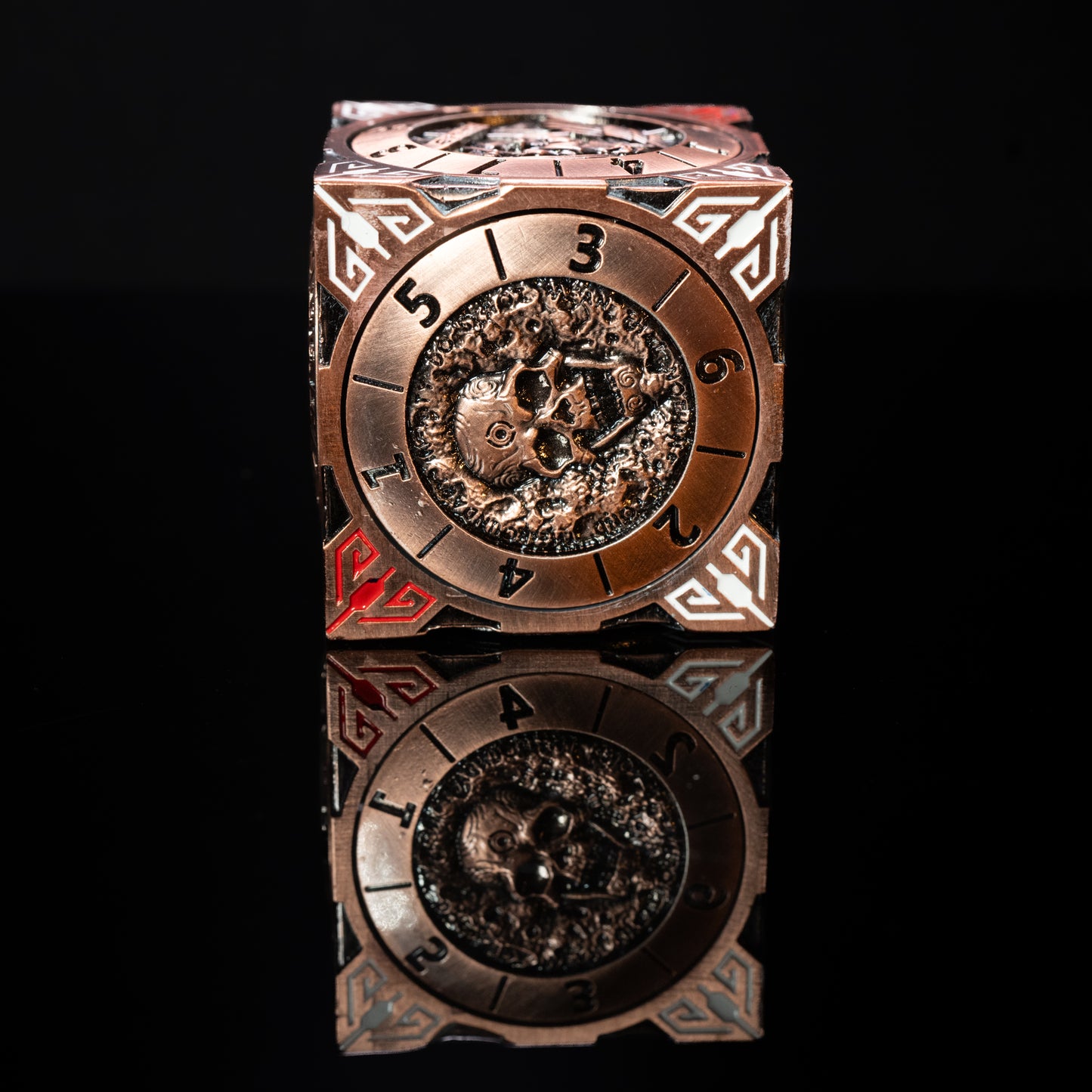 copper cube fidget spinner for dungeons and dragons (aka dnd or d&d) - use as a game dice set, including a d20, d12, d10, d8, d6, and d4