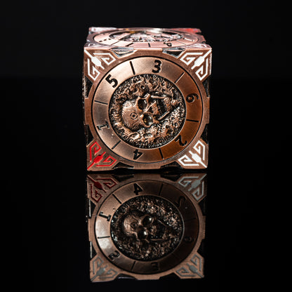 copper cube fidget spinner for dungeons and dragons (aka dnd or d&d) - use as a game dice set, including a d20, d12, d10, d8, d6, and d4