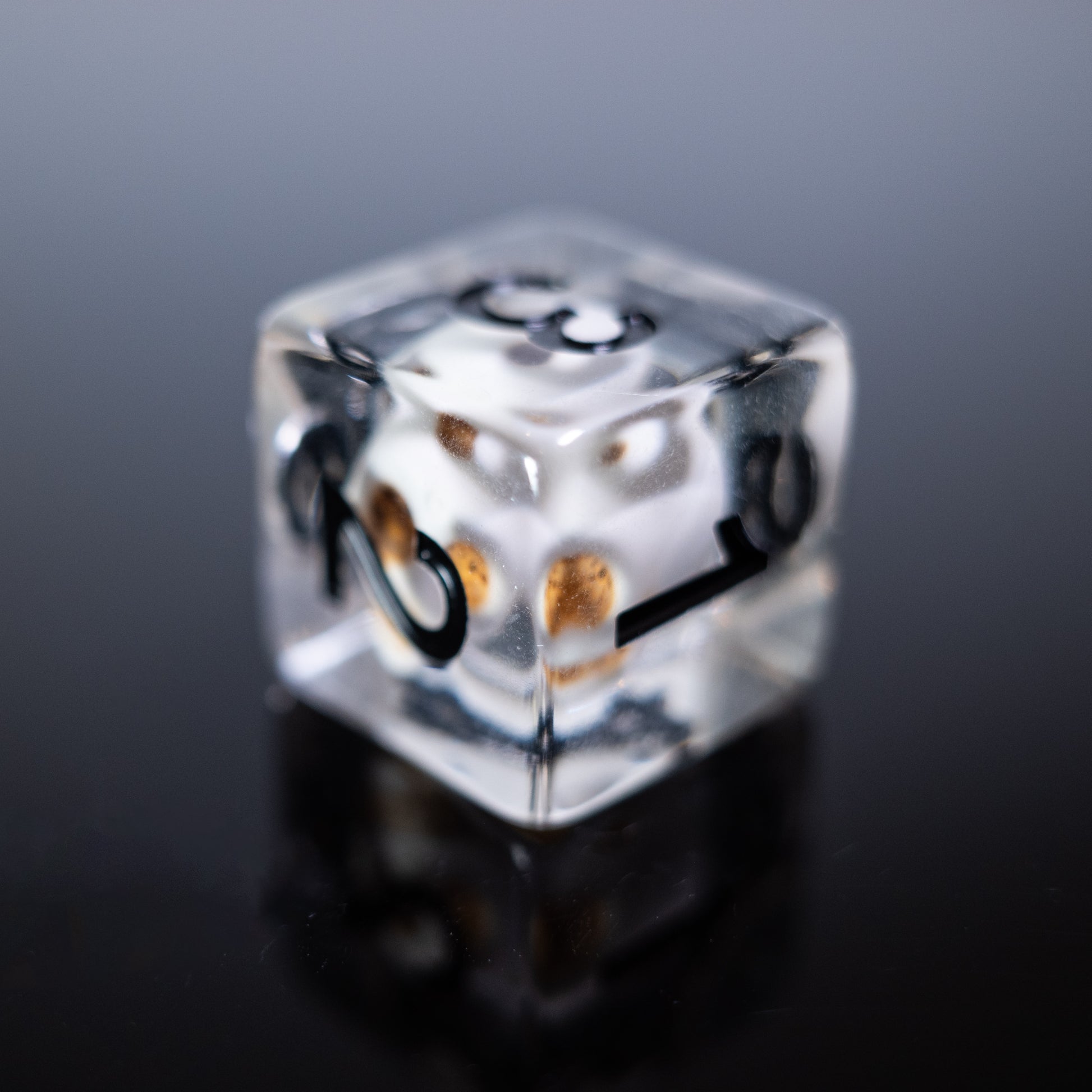 cursed resin skull design dungeons and dragons (aka dnd or d&d) game dice set, including a d20, d12, d10, d8, d6, and d4