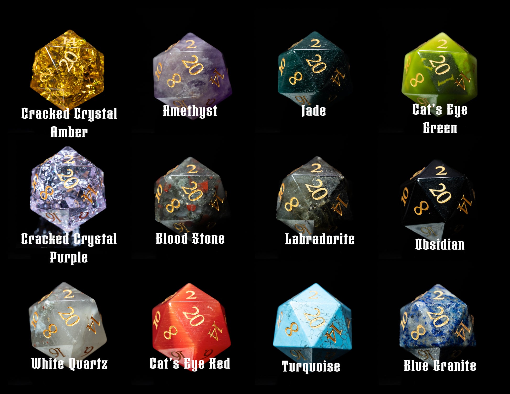 mystery glass twenty sided glass and gemstone dungeons and dragons (aka dnd or d&d) d20 game die