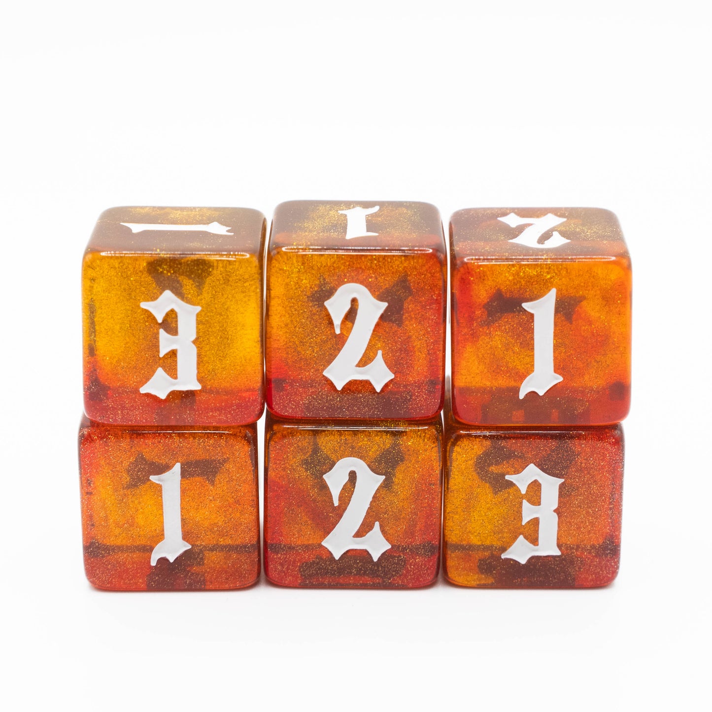 custom designed resin d3 three sided dungeons and dragons (aka dnd or d&d) game dice set, also useful for Warhammer 40,000k
