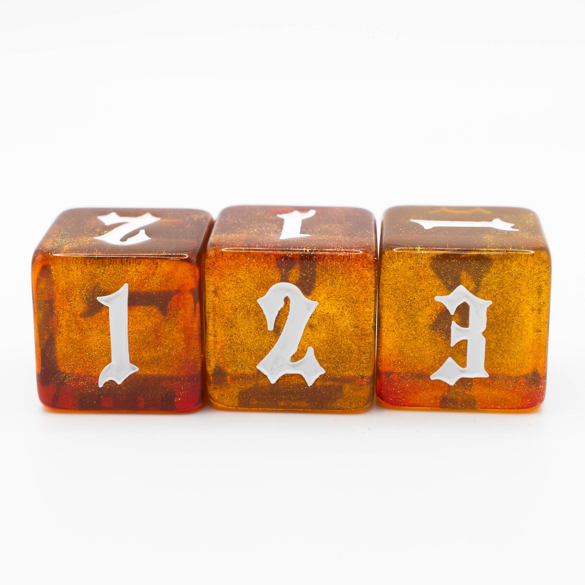 custom designed resin d3 three sided dungeons and dragons (aka dnd or d&d) game dice set, also useful for Warhammer 40,000k