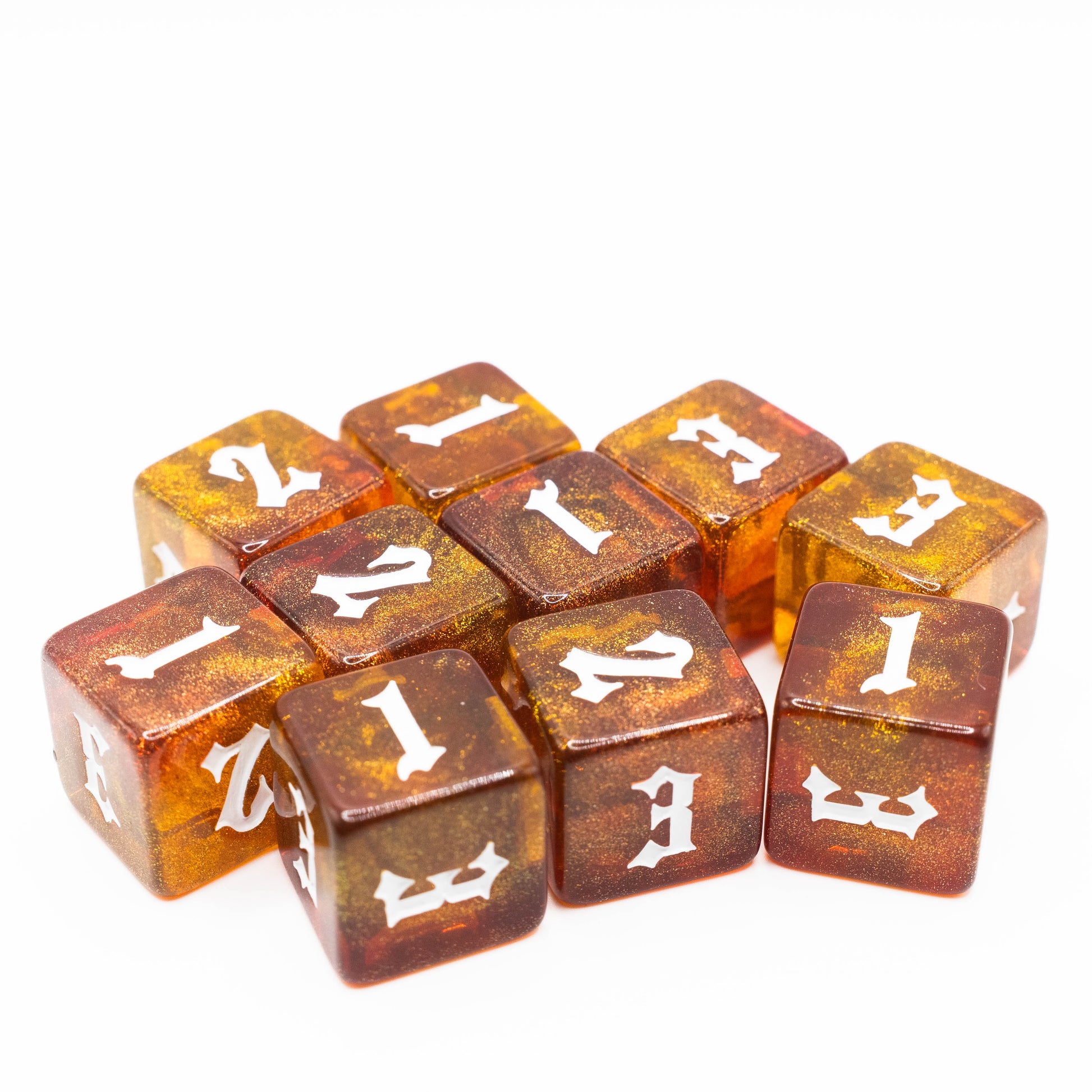 custom designed resin d3 three sided dungeons and dragons (aka dnd or d&d) game dice set, also useful for Warhammer 40,000k