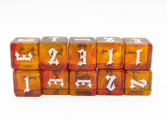 custom designed resin d3 three sided dungeons and dragons (aka dnd or d&d) game dice set, also useful for Warhammer 40,000k