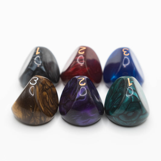 d3 three sided dungeons and dragons (aka dnd or d&d) game dice set of 6, also useful for other games like Warhammer 40,000k