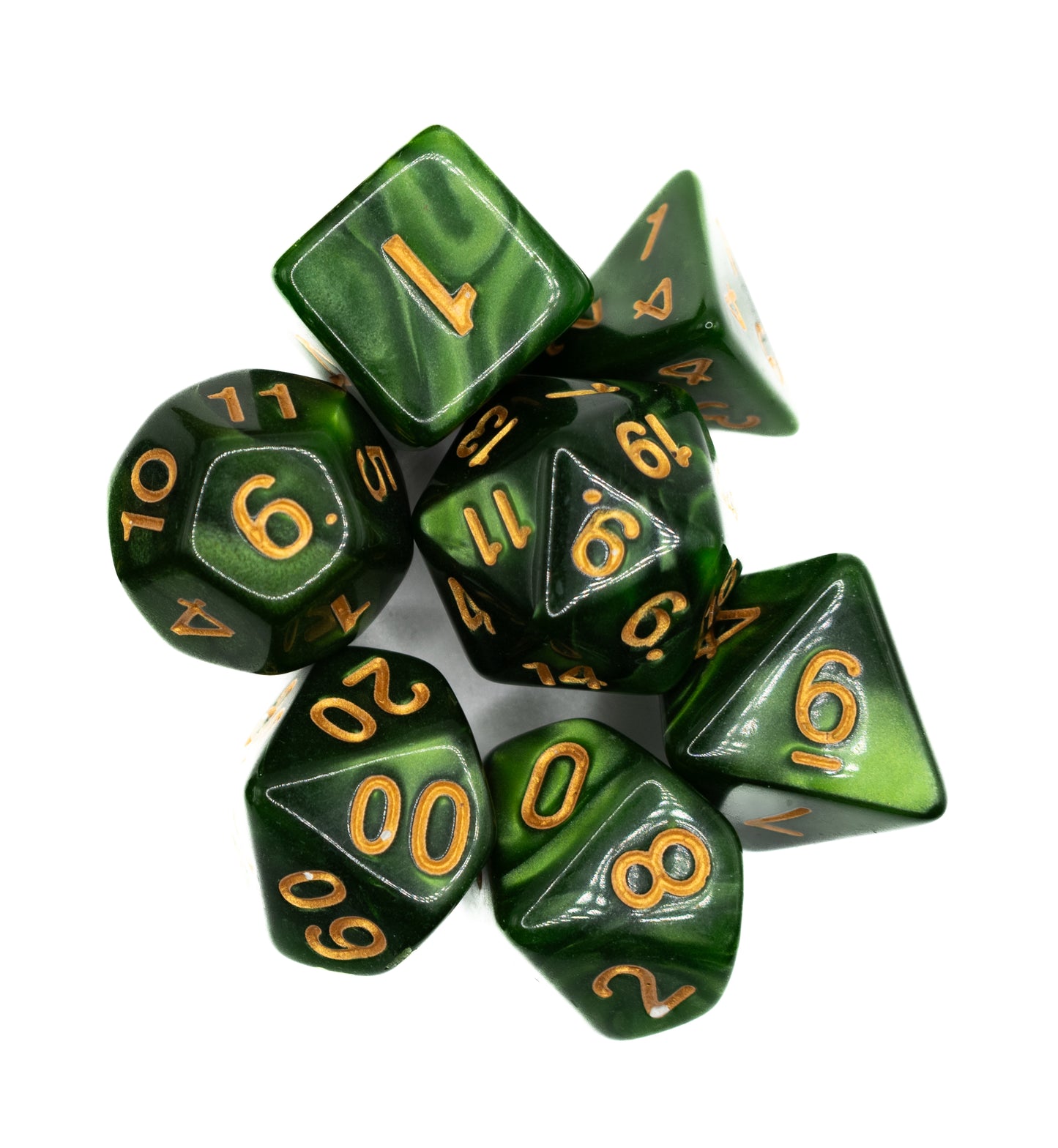 forest green acrylic dnd dice set