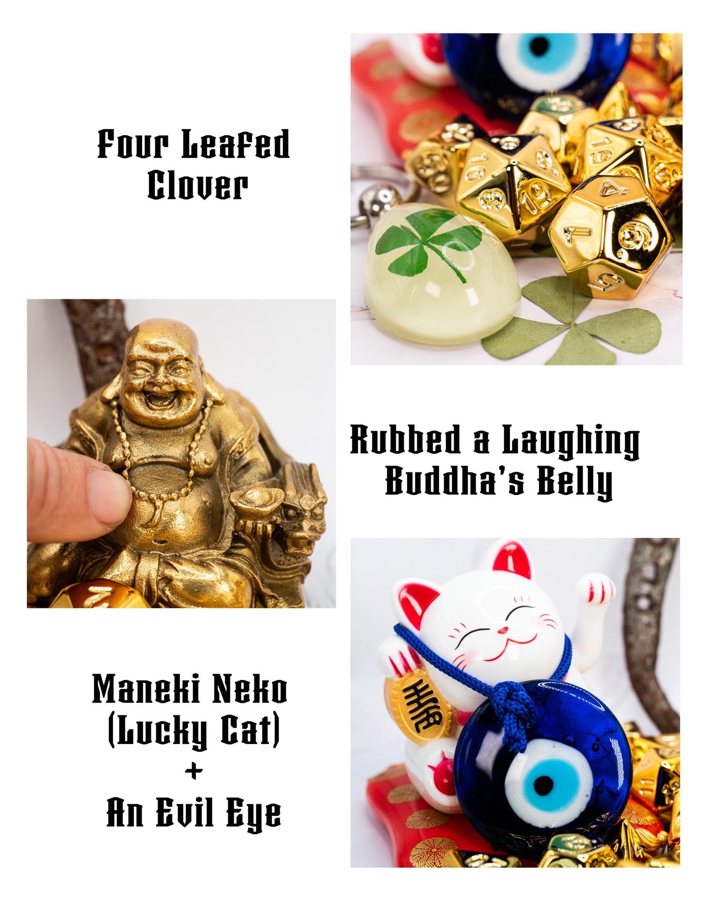 Lucky RPG TTRPG Dice Set | Golden Polyhedral D20 D12 D10 D8 D6 D4, DND Set | Funny Dice Goblin Gift