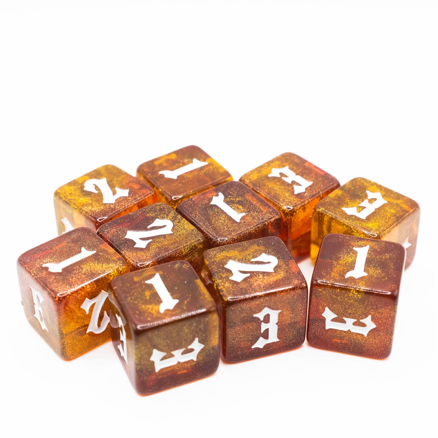 D3 Custom Set of Resin Glitter Dice | 6-Sided dice Numbered 1 to 3 | Use for Dungeons and Dragons, Warhammer and Games That Need a d3