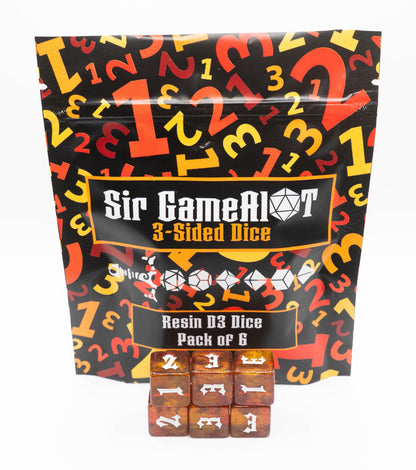 D3 Custom Set of Resin Glitter Dice | 6-Sided dice Numbered 1 to 3 | Use for Dungeons and Dragons, Warhammer and Games That Need a d3
