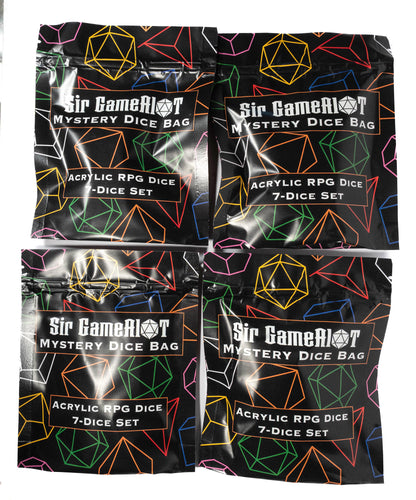 Mystery DND Dice Acrylic 4-Pack  4 Complete Random 7 Piece Acrylic Polyhedral RPG Dice Sets with 100+ Possible Styles