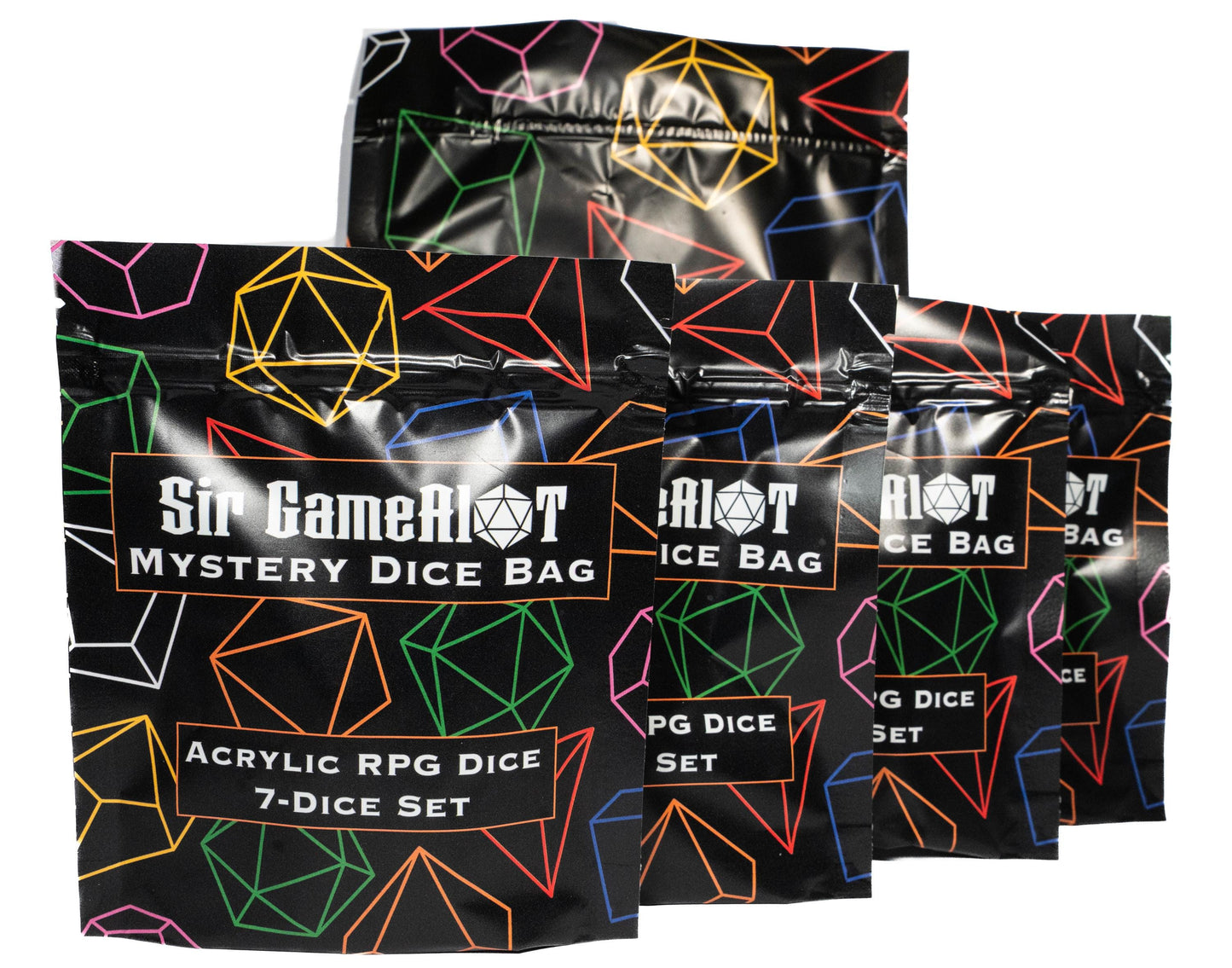 Mystery DND Dice Acrylic 4-Pack  4 Complete Random 7 Piece Acrylic Polyhedral RPG Dice Sets with 100+ Possible Styles