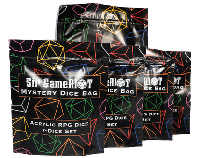 Mystery DND Dice Acrylic 4-Pack  4 Complete Random 7 Piece Acrylic Polyhedral RPG Dice Sets with 100+ Possible Styles