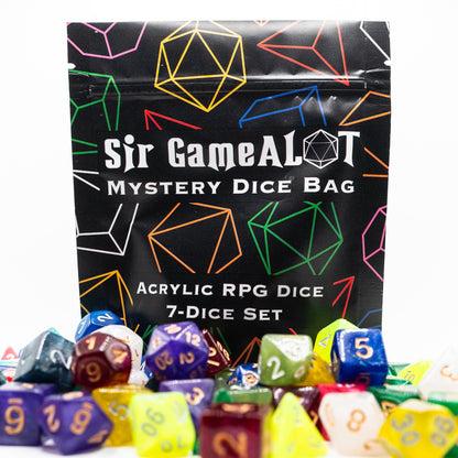 Mystery DND Dice Acrylic 4-Pack  4 Complete Random 7 Piece Acrylic Polyhedral RPG Dice Sets with 100+ Possible Styles