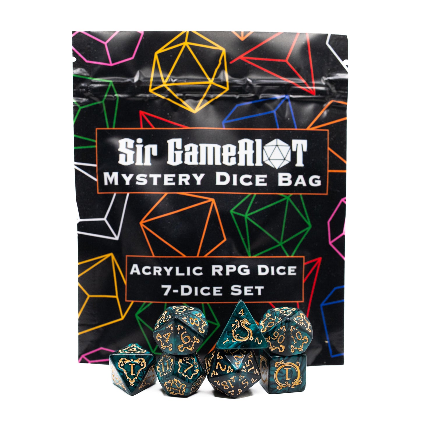Mystery DND Dice Acrylic 4-Pack  4 Complete Random 7 Piece Acrylic Polyhedral RPG Dice Sets with 100+ Possible Styles