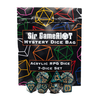 Mystery DND Dice Acrylic 4-Pack  4 Complete Random 7 Piece Acrylic Polyhedral RPG Dice Sets with 100+ Possible Styles