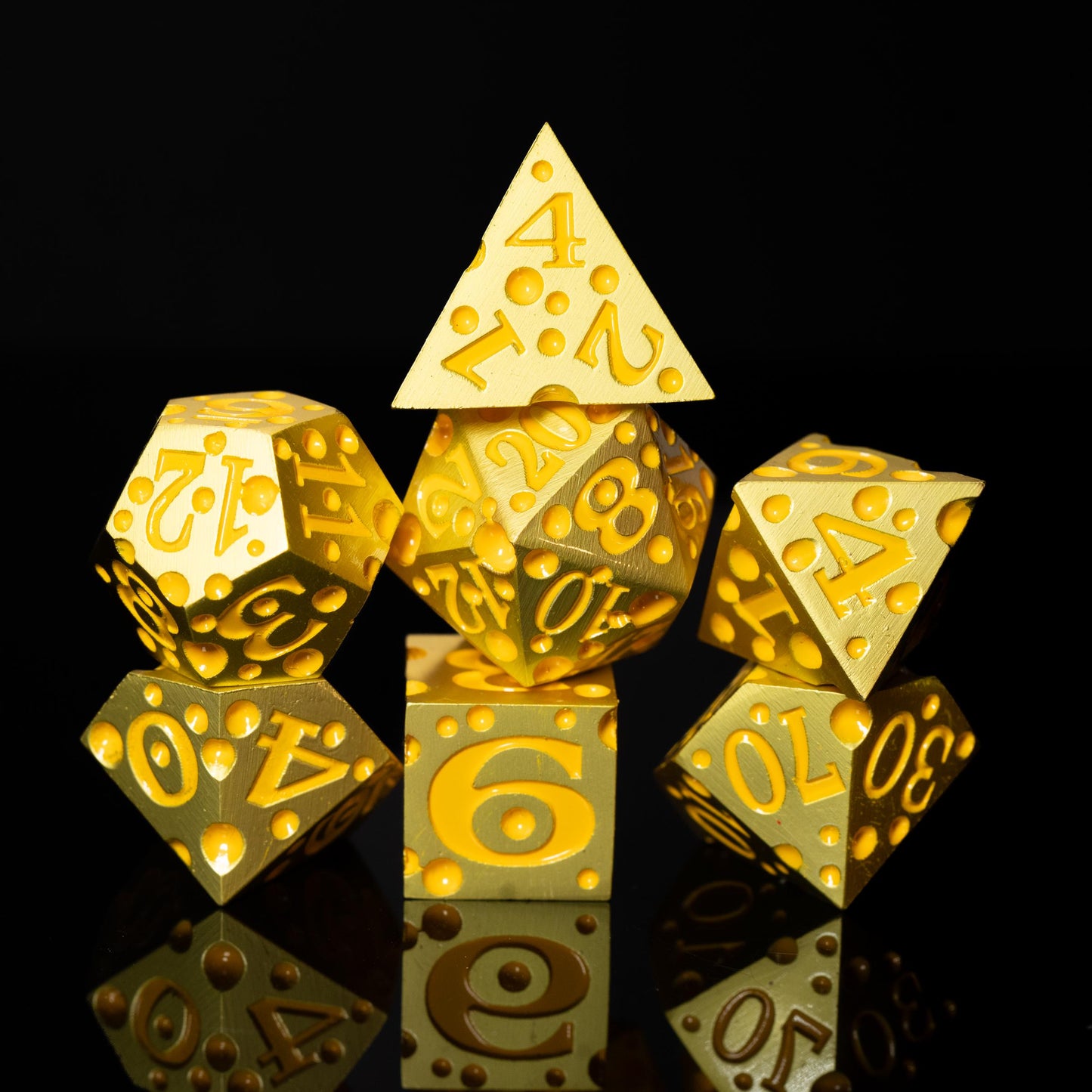 These Dice are Cheesy | Set of 7 Resin Dice for Cheese Lovers | For any Dungeons and Dragons (DND) or other Game Session