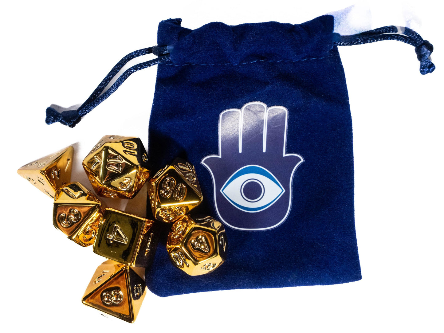 Lucky RPG TTRPG Dice Set | Golden Polyhedral D20 D12 D10 D8 D6 D4, DND Set | Funny Dice Goblin Gift