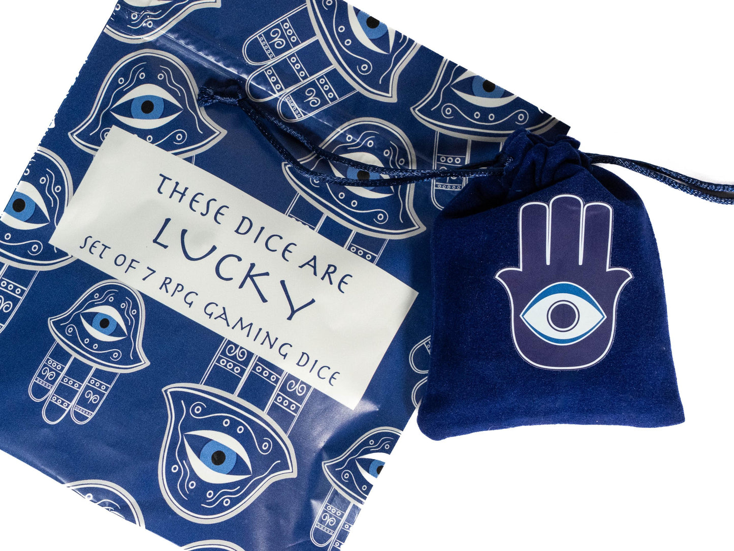 Lucky RPG TTRPG Dice Set | Golden Polyhedral D20 D12 D10 D8 D6 D4, DND Set | Funny Dice Goblin Gift