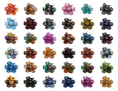 Mystery DND Dice Acrylic 4-Pack  4 Complete Random 7 Piece Acrylic Polyhedral RPG Dice Sets with 100+ Possible Styles