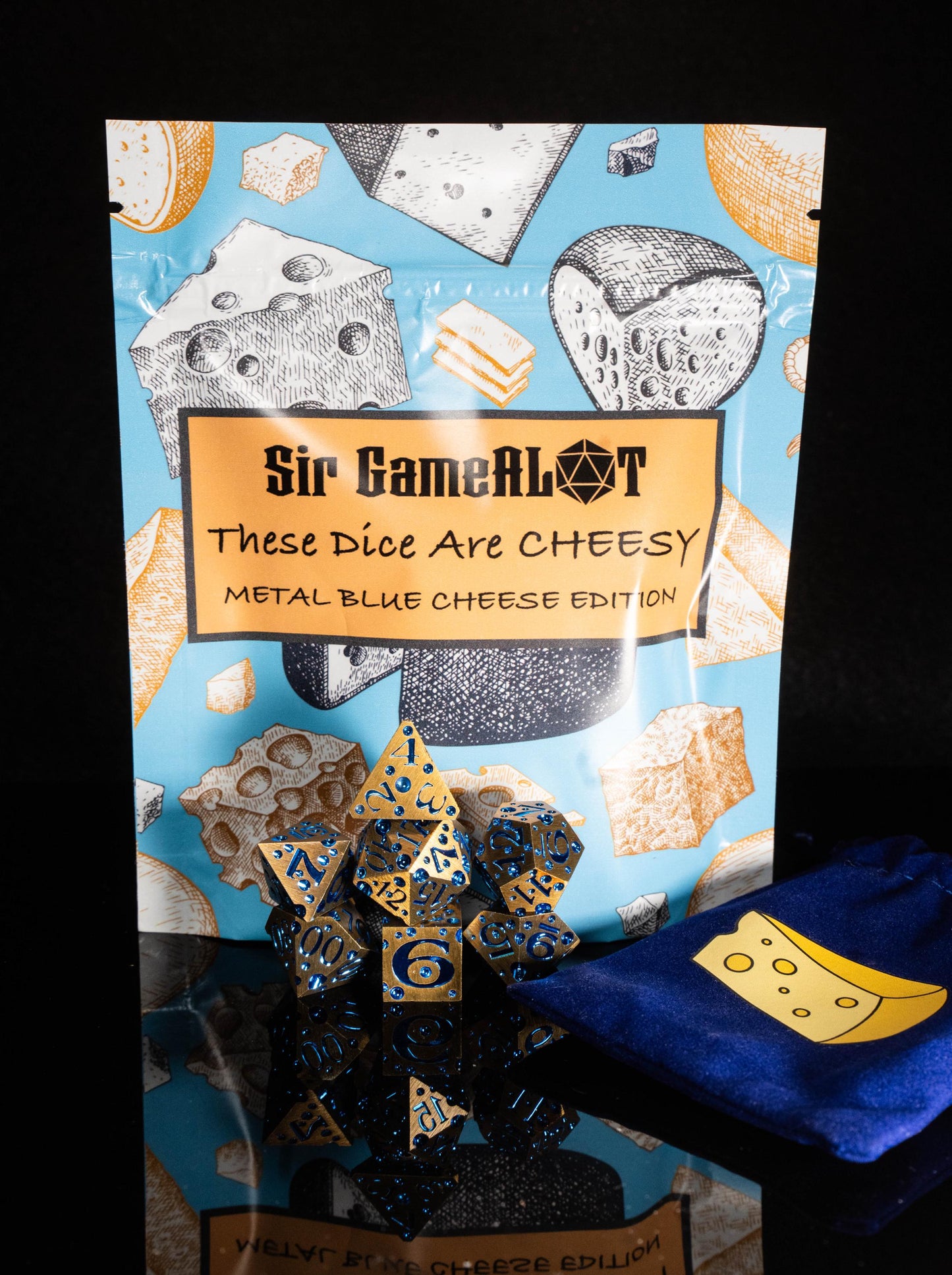 These Dice are Cheesy | Set of 7 Resin Dice for Cheese Lovers | For any Dungeons and Dragons (DND) or other Game Session